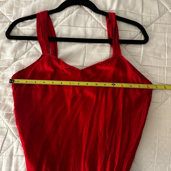 100% Silk Red Maxi Slip Dress - Picture 7 of 8